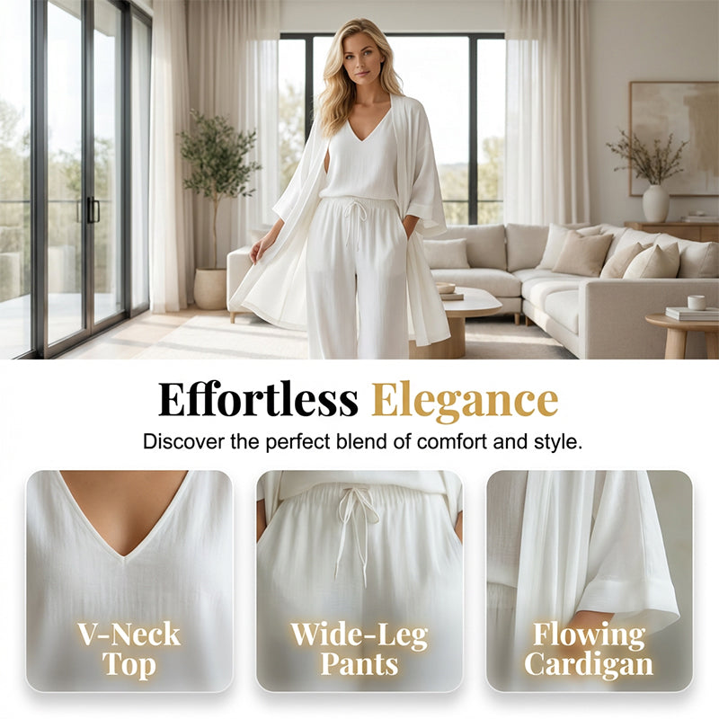 3-PCS SET🧥Elegant Wide-Leg Trousers, Inner Top & Cardigan📦Free Shipping✈️