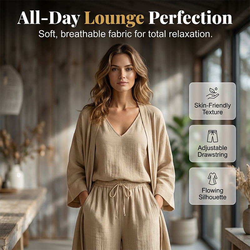 3-PCS SET🧥Elegant Wide-Leg Trousers, Inner Top & Cardigan📦Free Shipping✈️