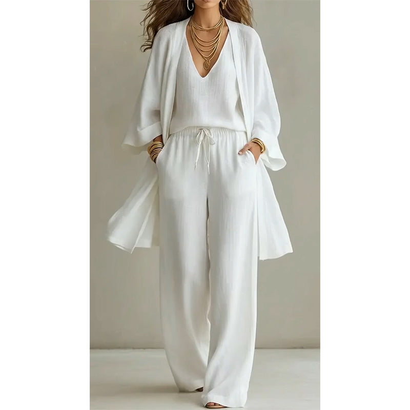 3-PCS SET🧥Elegant Wide-Leg Trousers, Inner Top & Cardigan📦Free Shipping✈️