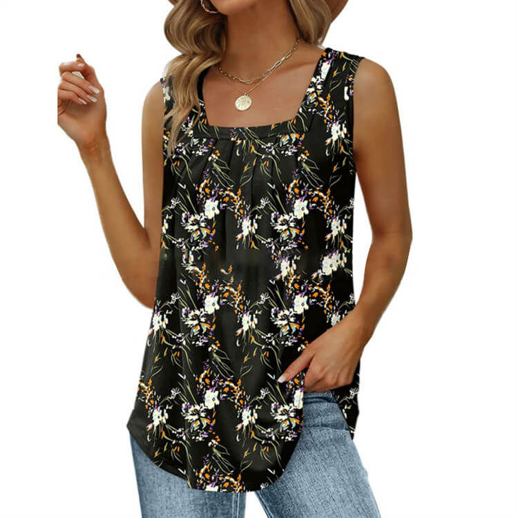 📢📢60% OFF !! ⏰Women's Square Neck Sleeveless Vest T-Shirt