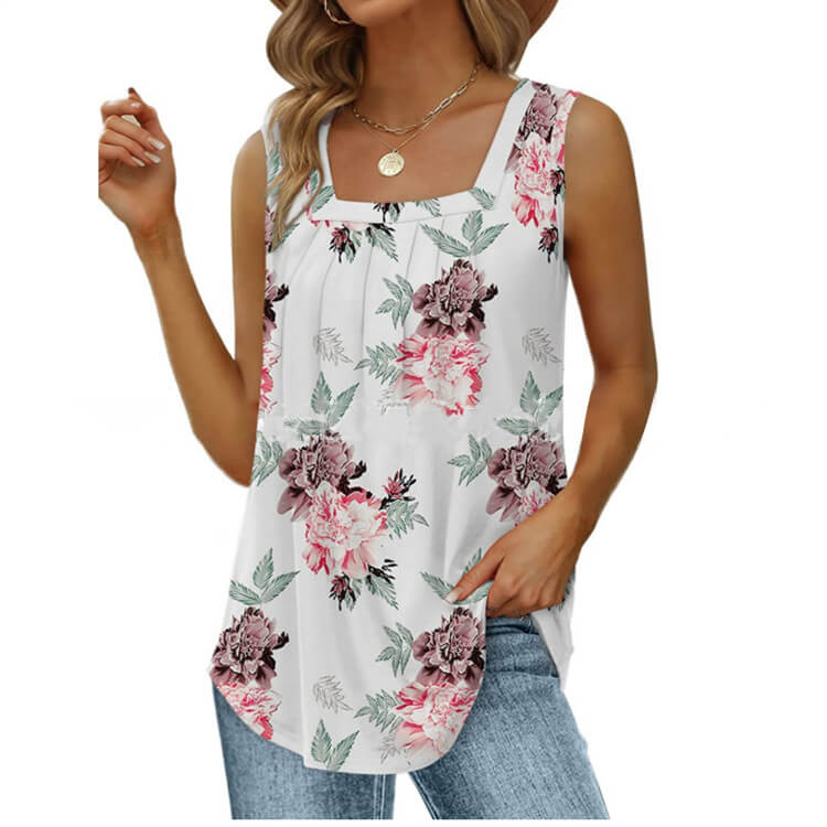 📢📢60% OFF !! ⏰Women's Square Neck Sleeveless Vest T-Shirt