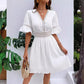 Chic V-Neck Dress with Lace Cutout Details