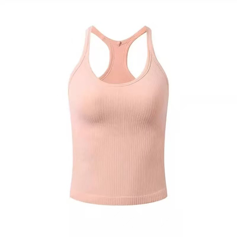 Women's Ribbed Racerback Tank Top with Built-in Bra