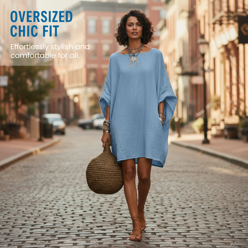 🔥Women's Oversized Batwing Sleeve Dress