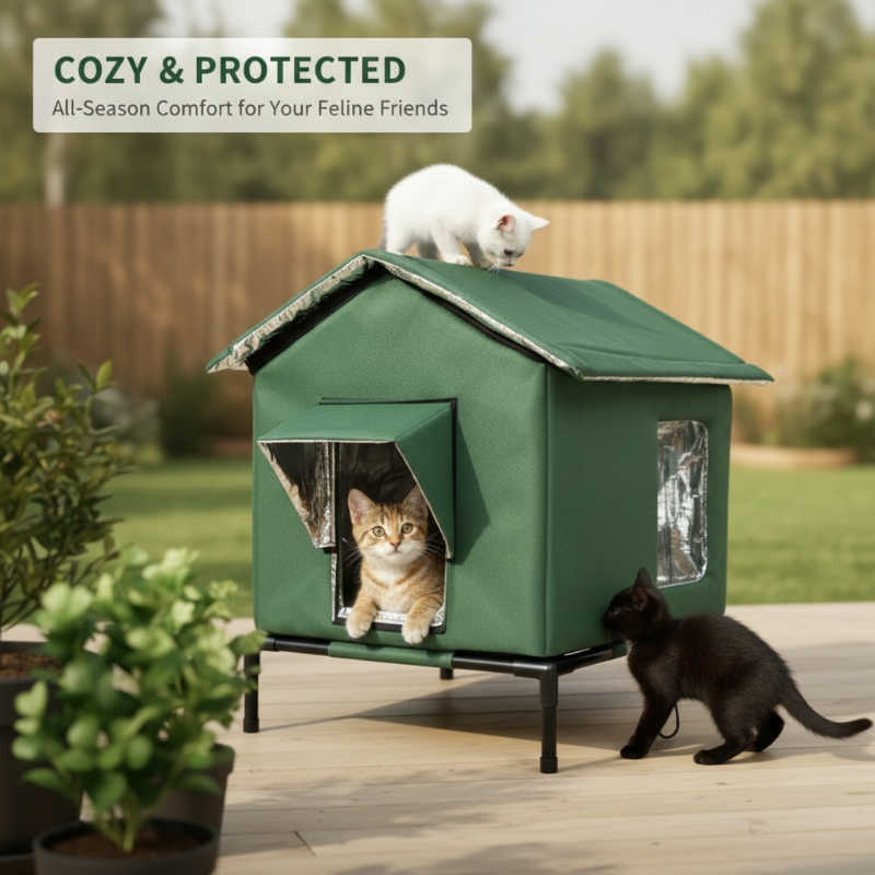 ⏰🔥LIMITED TIME 50% OFF! 🐈 All-Weather Elevated Outdoor Cat House – Waterproof, Insulated & Foldable for Cozy Comfort 🌧️✨~