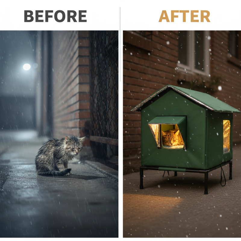 ⏰🔥LIMITED TIME 50% OFF! 🐈 All-Weather Elevated Outdoor Cat House – Waterproof, Insulated & Foldable for Cozy Comfort 🌧️✨~