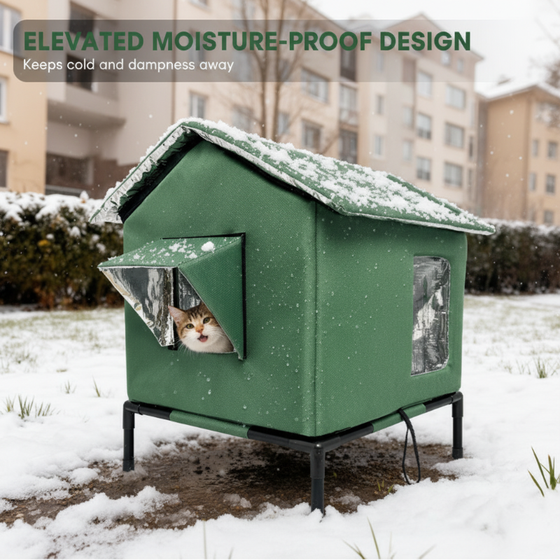 ⏰🔥LIMITED TIME 50% OFF! 🐈 All-Weather Elevated Outdoor Cat House – Waterproof, Insulated & Foldable for Cozy Comfort 🌧️✨~