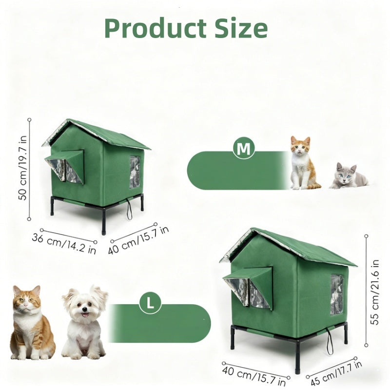 ⏰🔥LIMITED TIME 50% OFF! 🐈 All-Weather Elevated Outdoor Cat House – Waterproof, Insulated & Foldable for Cozy Comfort 🌧️✨~
