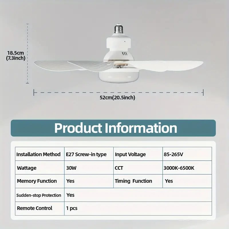 🏆LAST DAY SALE 49% OFF🔥SmartBreez™ 40W LED Ceiling Fan Light – 20.5” Ultra-Quiet with Remote 🎯 | E27 + FREE B22 Adapter 🔌 | For Bedroom 😴, Kitchen 👩‍🍳 & Garage 🛠️ – UK Ready! 🇬🇧（副本）