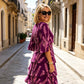 👗 60% OFF! ✨ Tiered Midi Dress – Floral Pattern, Split Sleeves, Flowy, Elegant 🌸