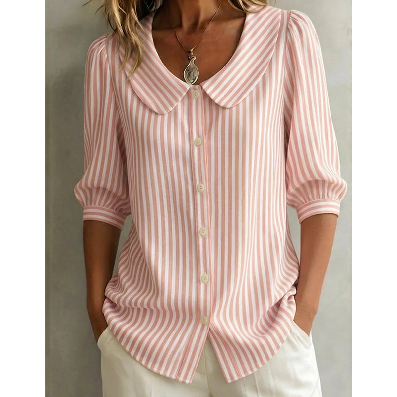 🔥New Arrivals & 50%Off-Summer Commuter Striped Button-Down Shirt– Polished, Slim & All-Day Comfy! ✨