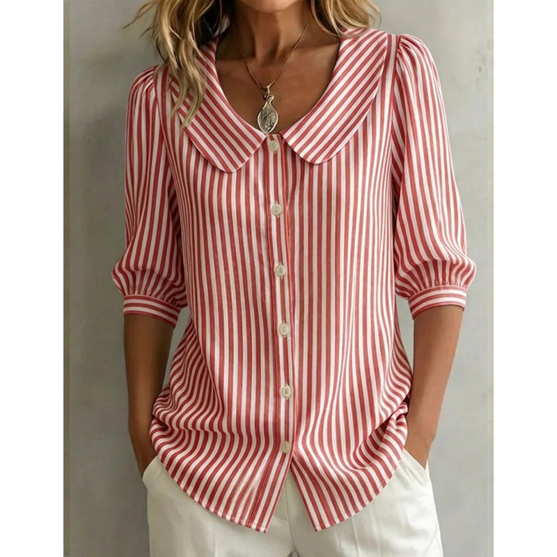 🔥New Arrivals & 50%Off-Summer Commuter Striped Button-Down Shirt– Polished, Slim & All-Day Comfy! ✨