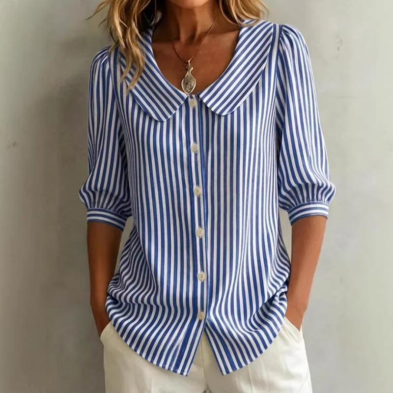 🔥New Arrivals & 50%Off-Summer Commuter Striped Button-Down Shirt– Polished, Slim & All-Day Comfy! ✨