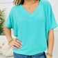 Summer V-Neck Ribbed Fit Short Sleeve Top