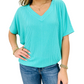 Summer V-Neck Ribbed Fit Short Sleeve Top