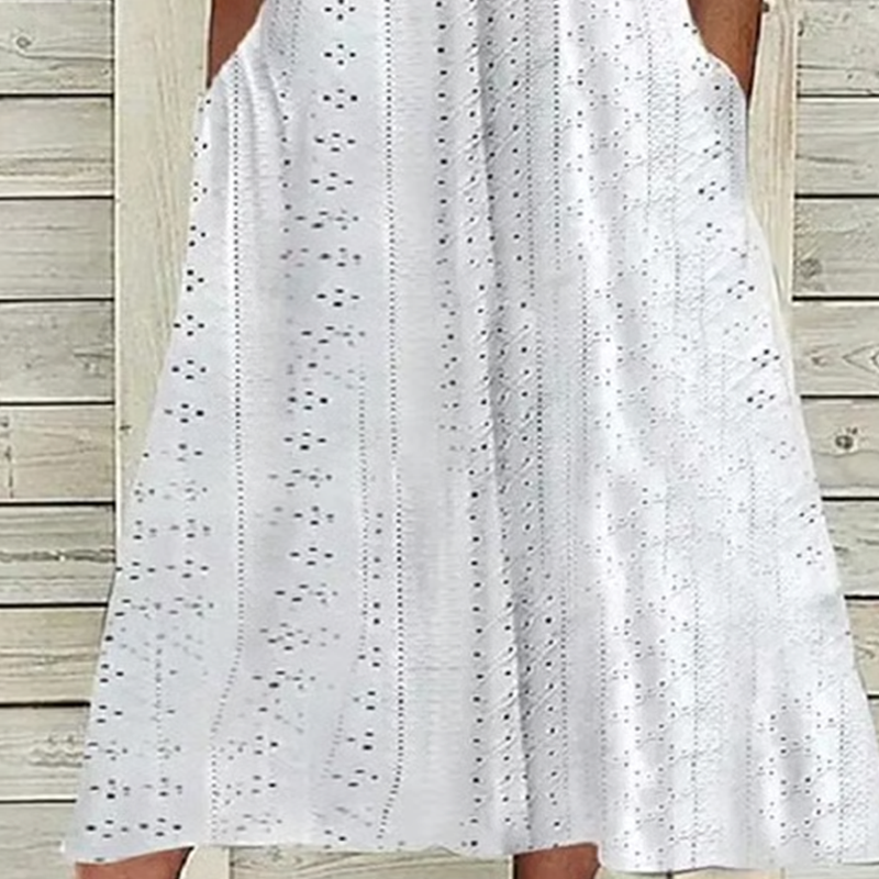 👗New arrival 50% OFF! ☀️Women's Elegant V-Neck Hollow-Out Solid Dress，Hollow-Out Details, Solid Color