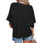 ☀️2026 HOT SALE 50% OFF💃🌸Women's Solid Color Splicing Loose Five Points Flare Sleeve T-Shirt