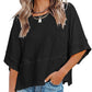 ☀️2026 HOT SALE 50% OFF💃🌸Women's Solid Color Splicing Loose Five Points Flare Sleeve T-Shirt