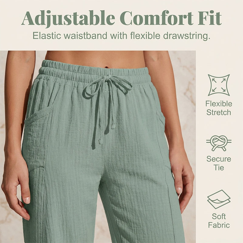🌞Summer Hot Sale-60% Off!!🌿Women's Solid-Color Pleated Cotton-Linen Cropped Pants