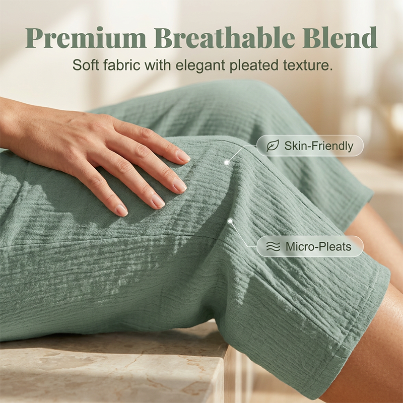 🌞Summer Hot Sale-60% Off!!🌿Women's Solid-Color Pleated Cotton-Linen Cropped Pants