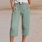 🌞Summer Hot Sale-60% Off!!🌿Women's Solid-Color Pleated Cotton-Linen Cropped Pants