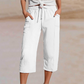 🌞Summer Hot Sale-60% Off!!🌿Women's Solid-Color Pleated Cotton-Linen Cropped Pants