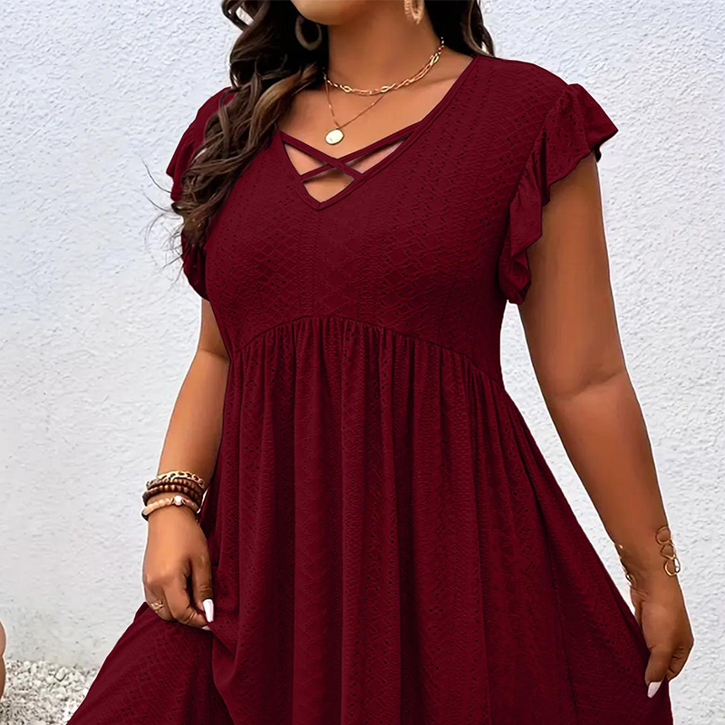 🌻60% OFF FLASH SALE! ✨Women's V-Neck Ruffle Trim Dress