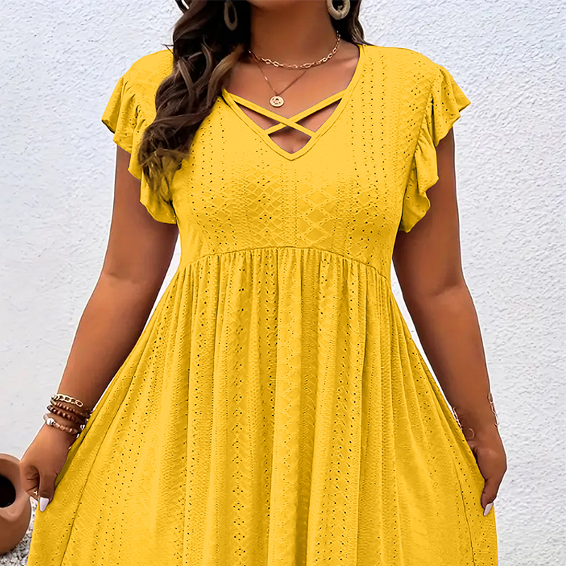 🌻60% OFF FLASH SALE! ✨Women's V-Neck Ruffle Trim Dress