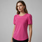 Women's Crew Neck Pintuck Detail Puff Sleeve Tunic Top