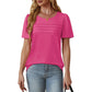 Women's Crew Neck Pintuck Detail Puff Sleeve Tunic Top