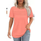 Women's Crew Neck Pintuck Detail Puff Sleeve Tunic Top