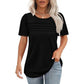 Women's Crew Neck Pintuck Detail Puff Sleeve Tunic Top
