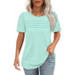 Women's Crew Neck Pintuck Detail Puff Sleeve Tunic Top