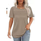 Women's Crew Neck Pintuck Detail Puff Sleeve Tunic Top