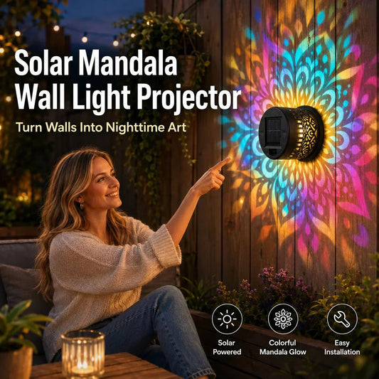 🌞 50% OFF NOW! 🌀 Solar Mandala Light – Stunning Pattern Projection, 2-in-1 Floor & Wall Design & IP65 Waterproof Auto On/Off