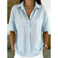 👕 LIMITED-TIME 50% OFF! ✨ Women's Striped Short-Sleeve Shirt – Relaxed Fit, V Neck, 9 Colors 🍂