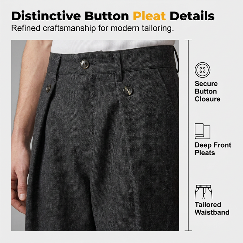 Men’s Loose Fit Straight-Leg Suit Trousers
