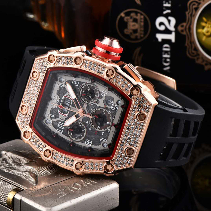 ⏳Limited-time 50% off⏰Men's Luxury barrel-shaped watch Rhinestone Embellished Watch⌚