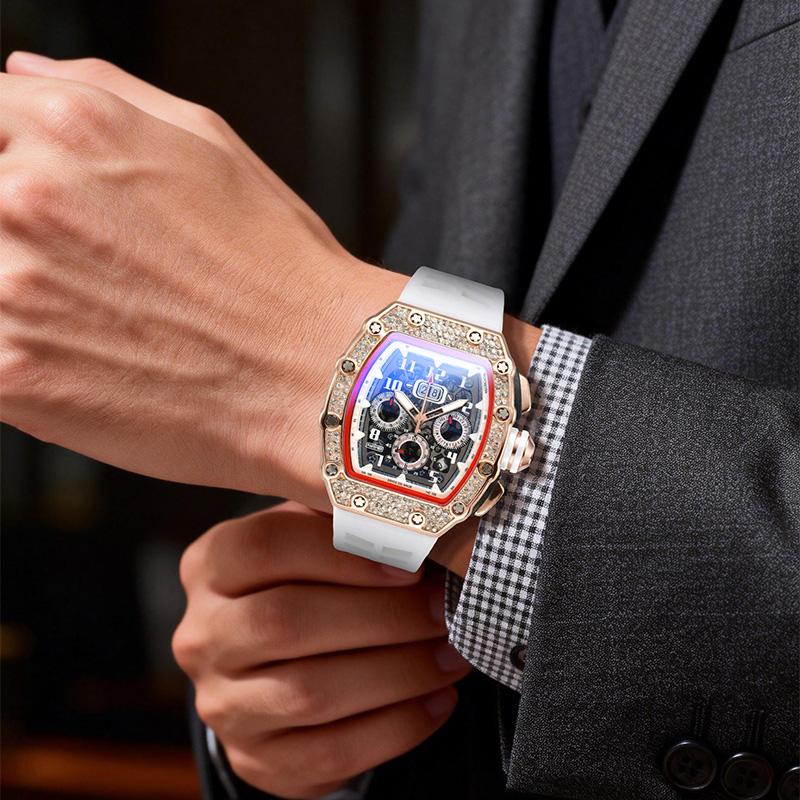 ⏳Limited-time 50% off⏰Men's Luxury barrel-shaped watch Rhinestone Embellished Watch⌚
