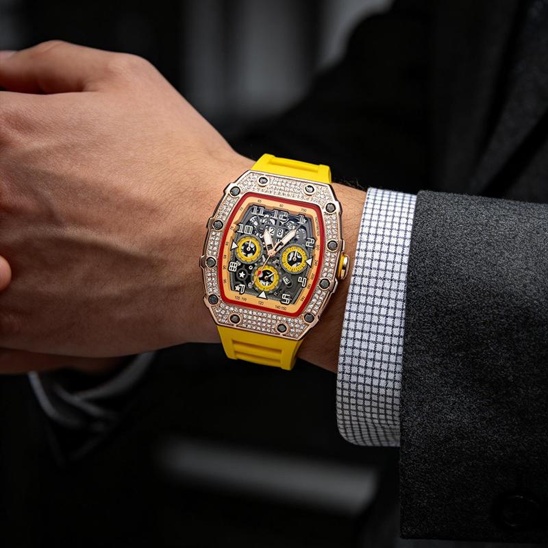 ⏳Limited-time 50% off⏰Men's Luxury barrel-shaped watch Rhinestone Embellished Watch⌚