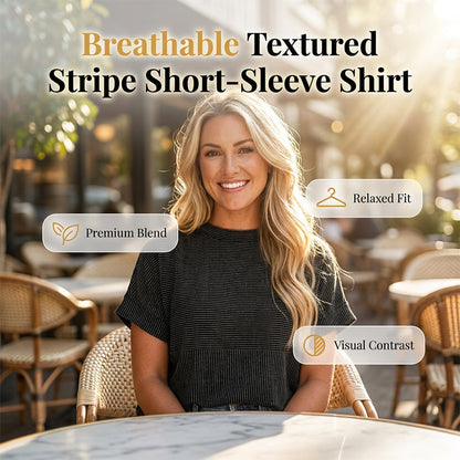 Women's Textured Stripe Short-Sleeve Shirt