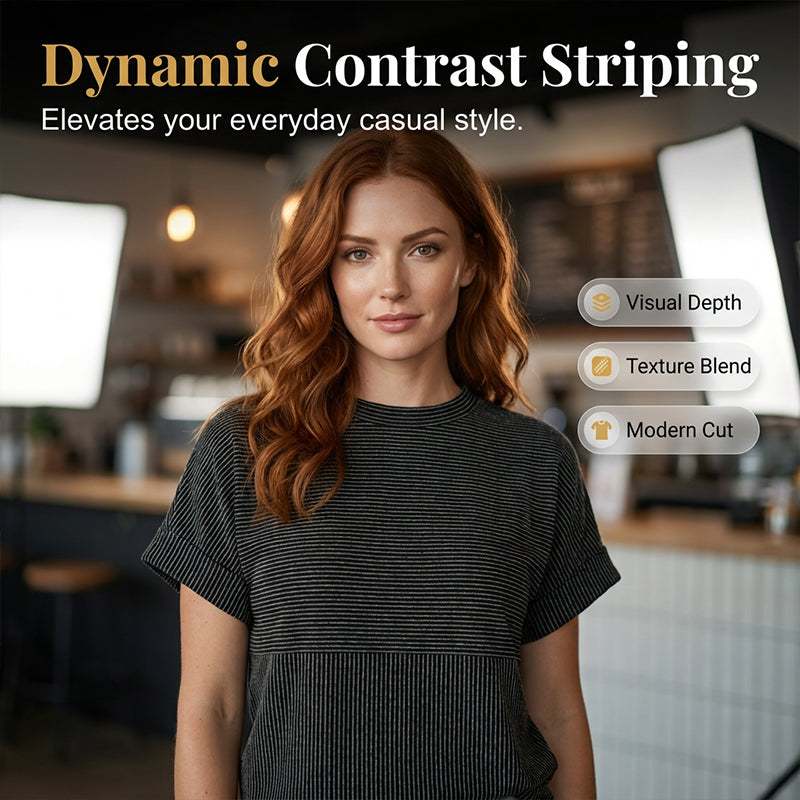 Women's Textured Stripe Short-Sleeve Shirt