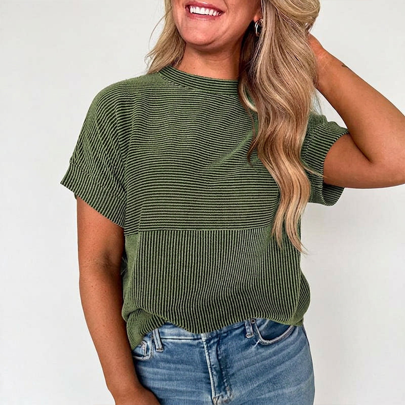 Women's Textured Stripe Short-Sleeve Shirt