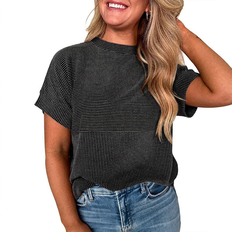 Women's Textured Stripe Short-Sleeve Shirt