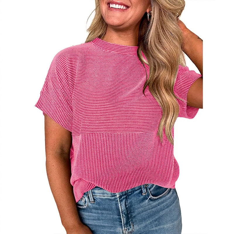 Women's Textured Stripe Short-Sleeve Shirt