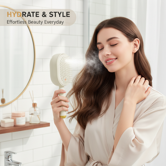 🔥LAST DAY SALE ONLY ￡14.99!!🔥ProGlide™🇬🇧 Scalp Massager Comb 💆‍♀️ – Self-Cleaning 🧼, Tangle-Free ✂️ & Frizz-Control Hair Brush with Soothing Mist Spray 💨✨ | Perfect for Dry, Brittle Hair 💧🌟