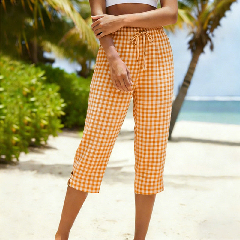 Women's Summer Plaid Capri Pants