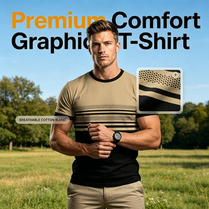 Men's Modern Graphic Print Crew Neck T-Shirt