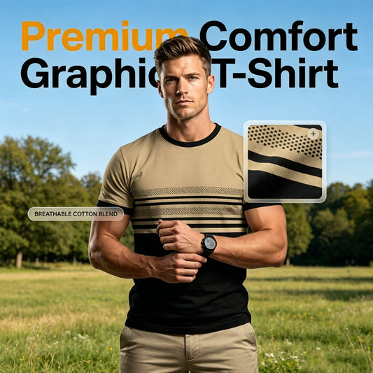 Men's Modern Graphic Print Crew Neck T-Shirt