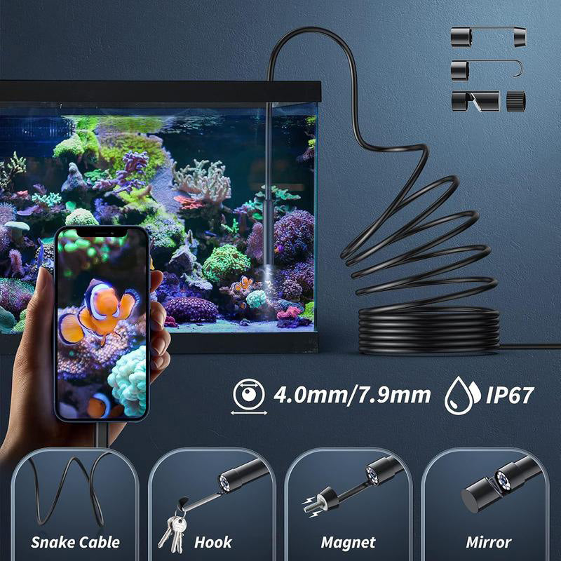 🏆LAST DAY SALE: ONLY ￡9.99!!🎁✨TechView™🇬🇧HD Endoscope Camera for iPhone & Android – 1920P Inspection Scope with 8 Adjustable LED Lights 🔍📱